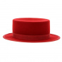 Red straw hat in wool felt made in france - Traclet