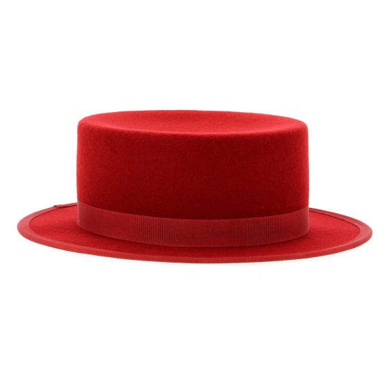 Canotier rouge en Feutre laine made in france - Traclet Canotier rouge en Feutre laine made in france - Traclet