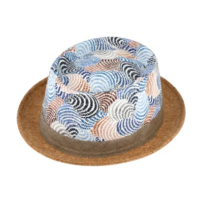 Chapeau Porkpie Coquille Lin Bleu - Fiebig