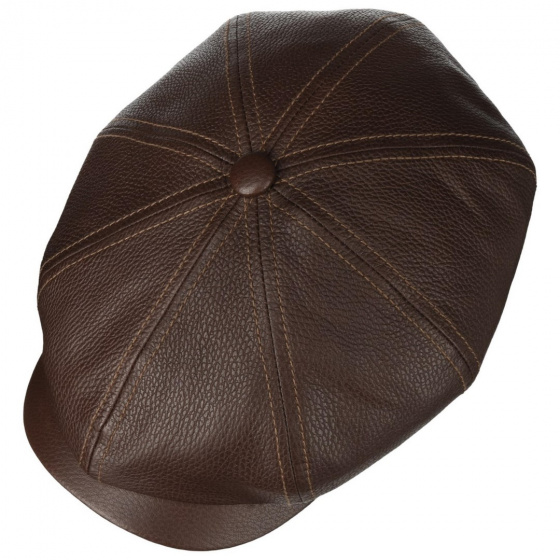 Brown Leather Hatteras Cap - Stetson