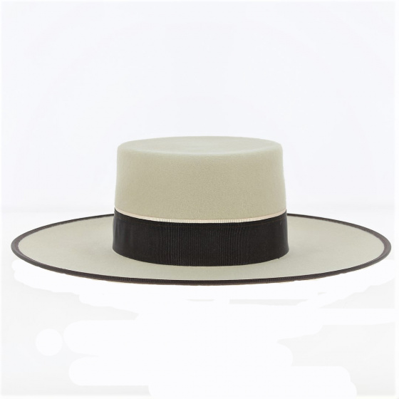 Beige and Brown Felt Andalusian Cordobes Hat