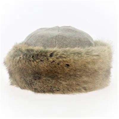 Beige polar Marmot toque & brown faux fur - Traclet | Chapellerie Traclet Reference: 17458