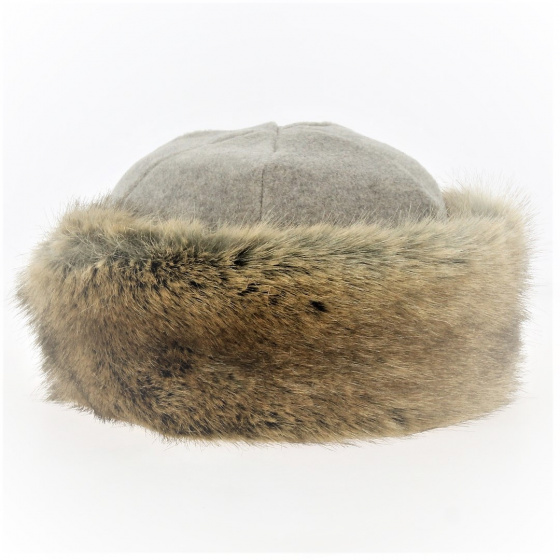 Beige polar Marmot toque & brown faux fur - Traclet