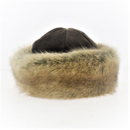 Marmotte toque brown fleece & beige faux fur - Traclet