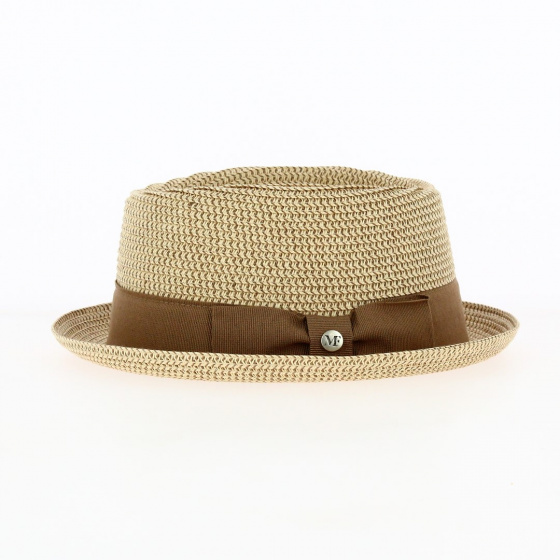 Chapeau Porkpie en Paille Milano Bordeaux - Flechet