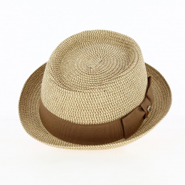 Porkpie Straw Hat Milano Bordeaux - Flechet