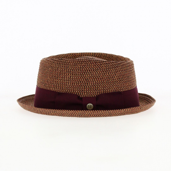 Porkpie Straw Hat Milano Bordeaux - Flechet