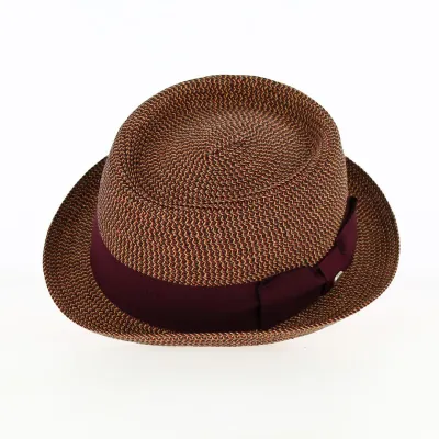 Chapeau Porkpie en Paille Milano Bordeaux - Flechet