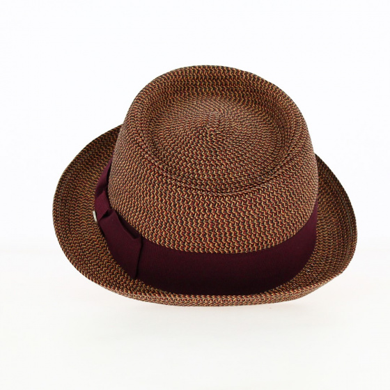 Porkpie Straw Hat Milano Bordeaux - Flechet